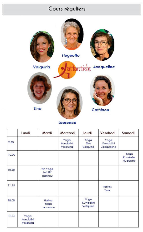 Horaire des cours réguliers en 2024 et 2025